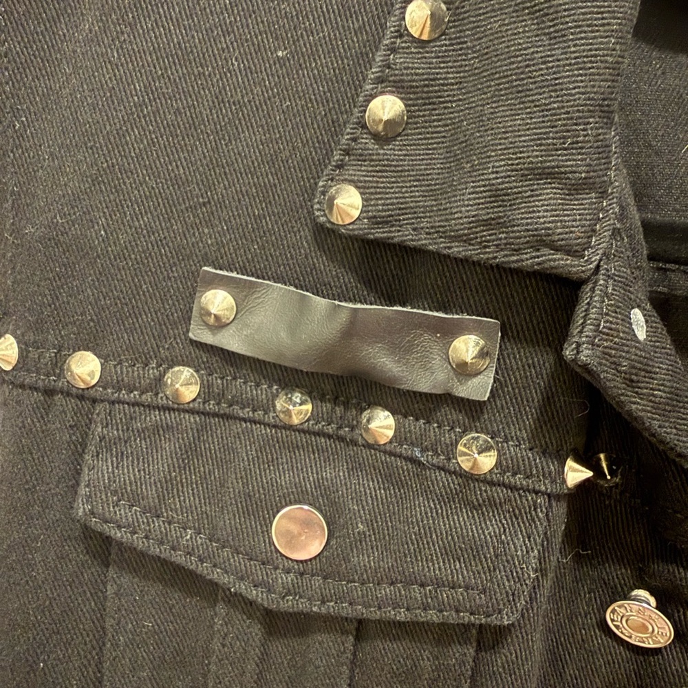 Black Studded Denim Vest - Picture 3 of 8